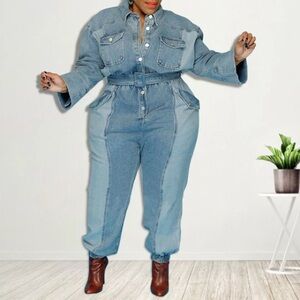 L'atiste by Amy Two-tone Denim PlusSize Jumpsuit jumper